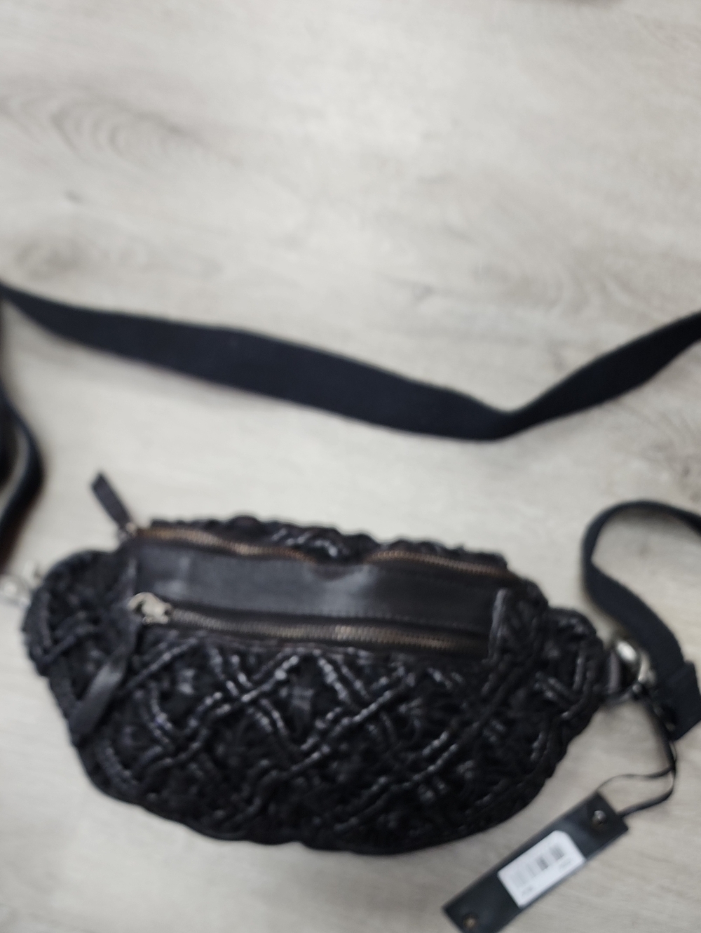 latico Black Woven Crossbody Bag